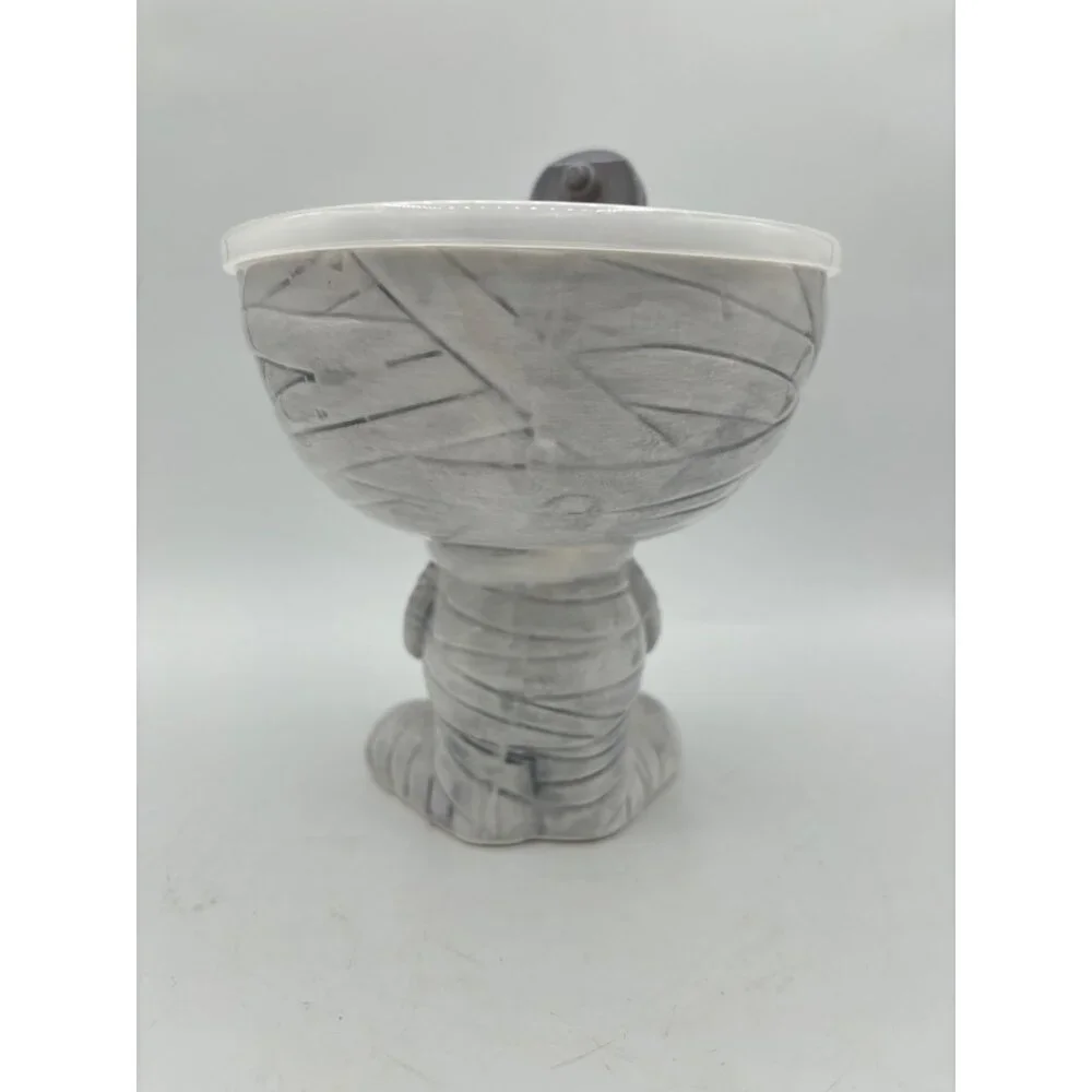 Mummy Halloween Goblet Bowl with Steamer Lid Wine Glass Ceramic 5.75